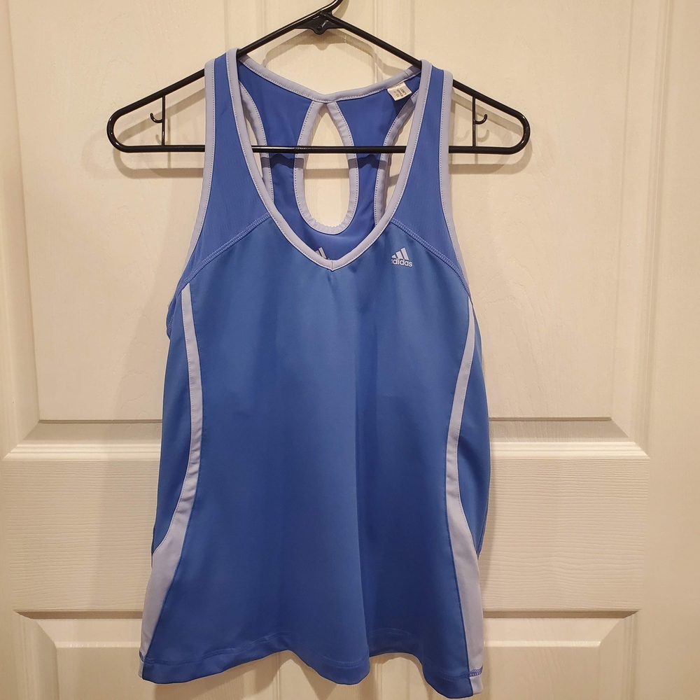 Adidas Blue Athletic Tank Top With Built In Bra